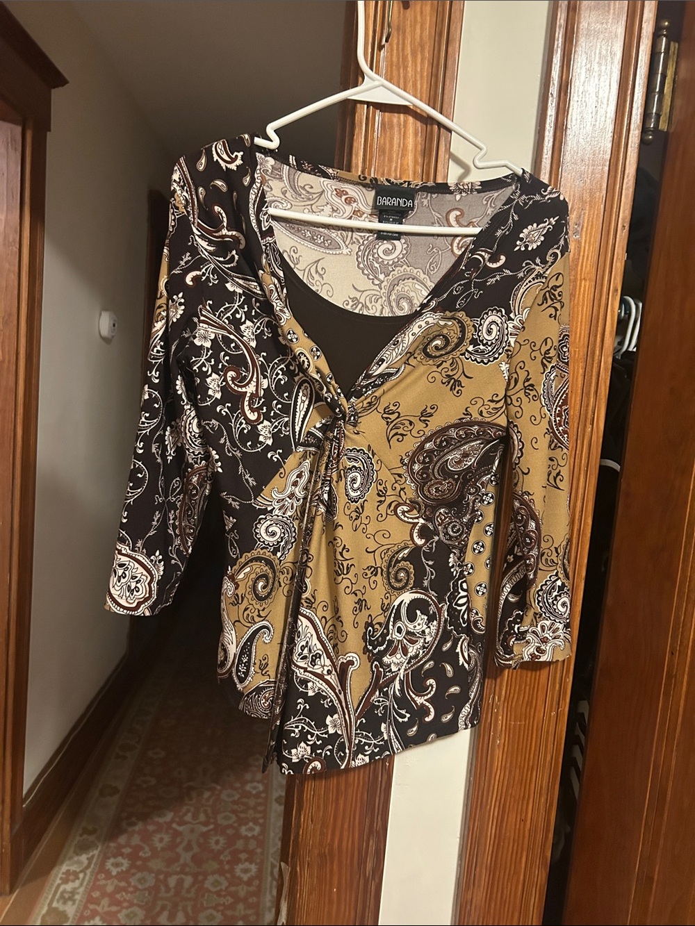 Brown paisley, floral design print top